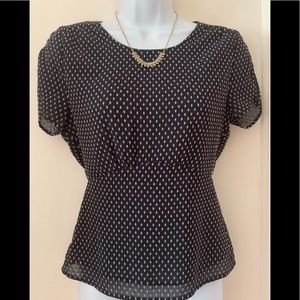 Navy Blue Diamond Peplum Shirt